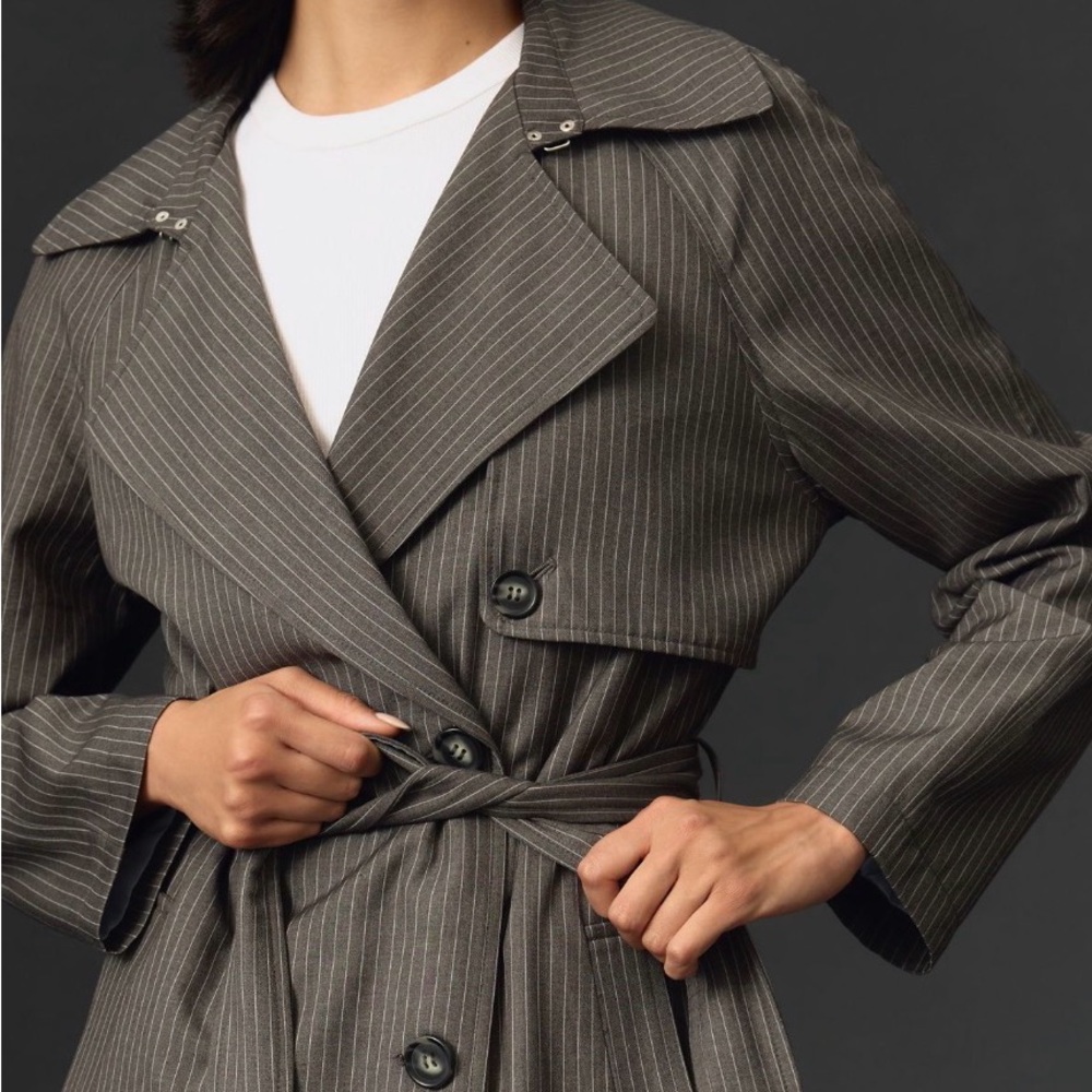Anthropologie Avec Les Filles Pin Stripe Trench Coat - Picture 3 of 10